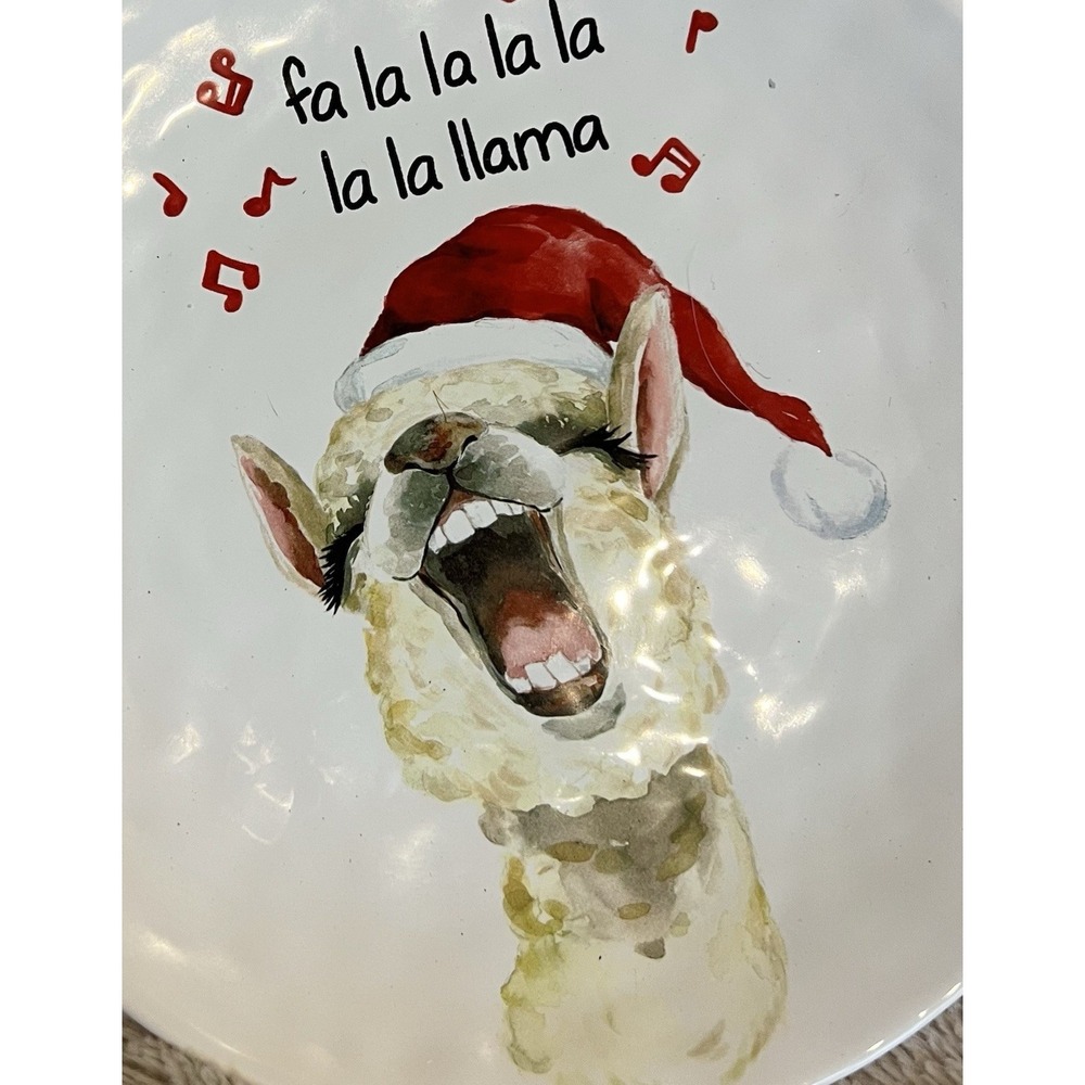 Pier‎ 1 Christmas Llama Fa La La La Llama Earthenware 8.25 Inch Dessert Plate